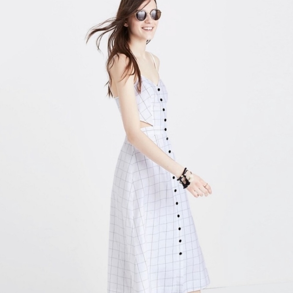 Madewell windowpane midi dress
